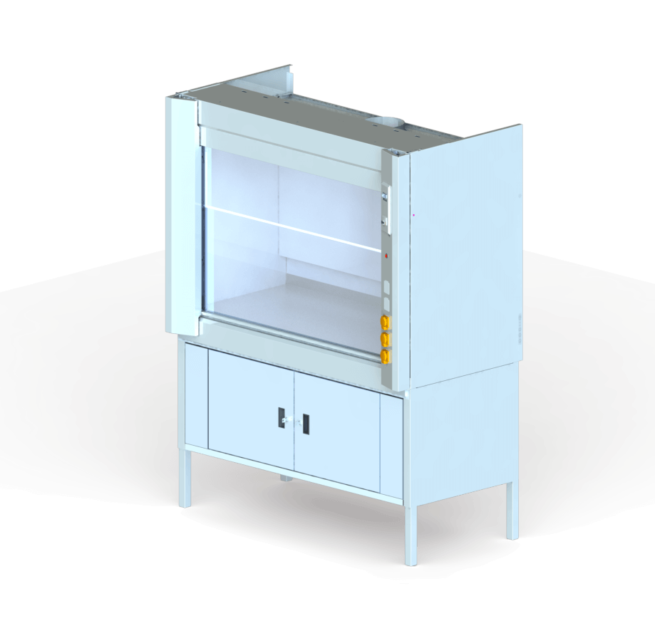 Fume cupboard LLC Compact with metal storage unit