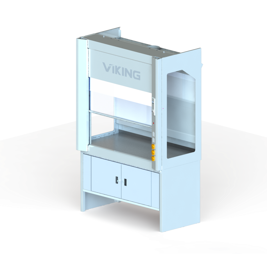Fume cupboard LLC W with metal storage unit
